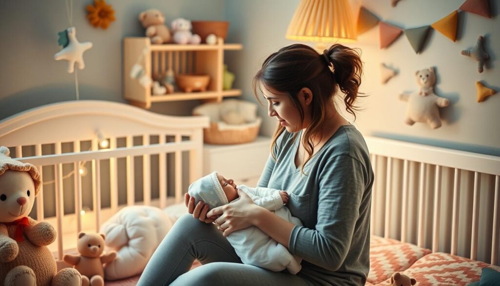 nursery  where mom tends to her child.
