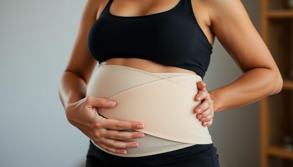 wearing belly support bands